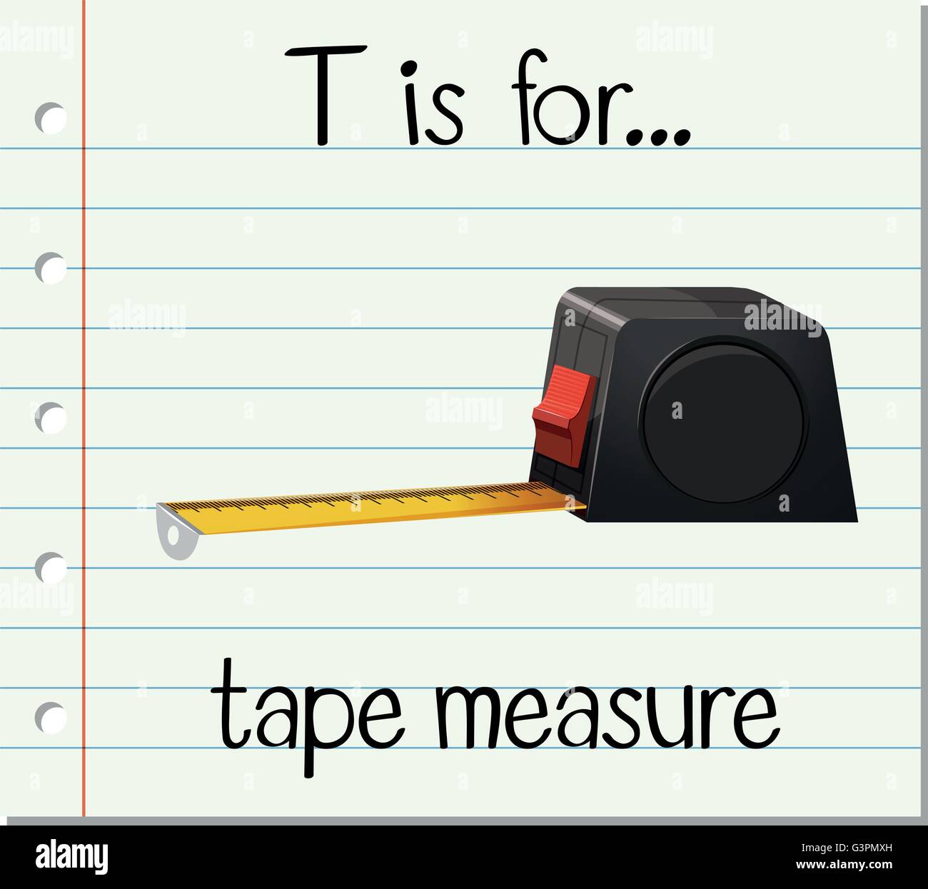 Flashcard letter T is for tape measure illustration Stock Vector