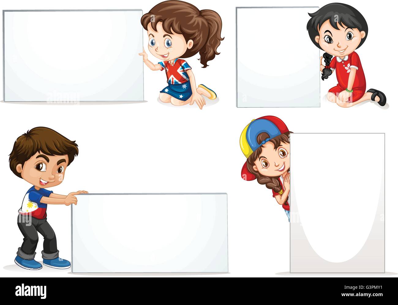 Kids holding blank sheet of boards illustration Stock Vector Image ...