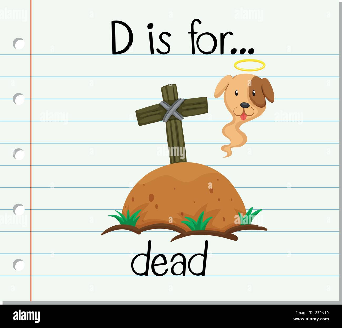 Flashcard letter D is for dead illustration Stock Vector