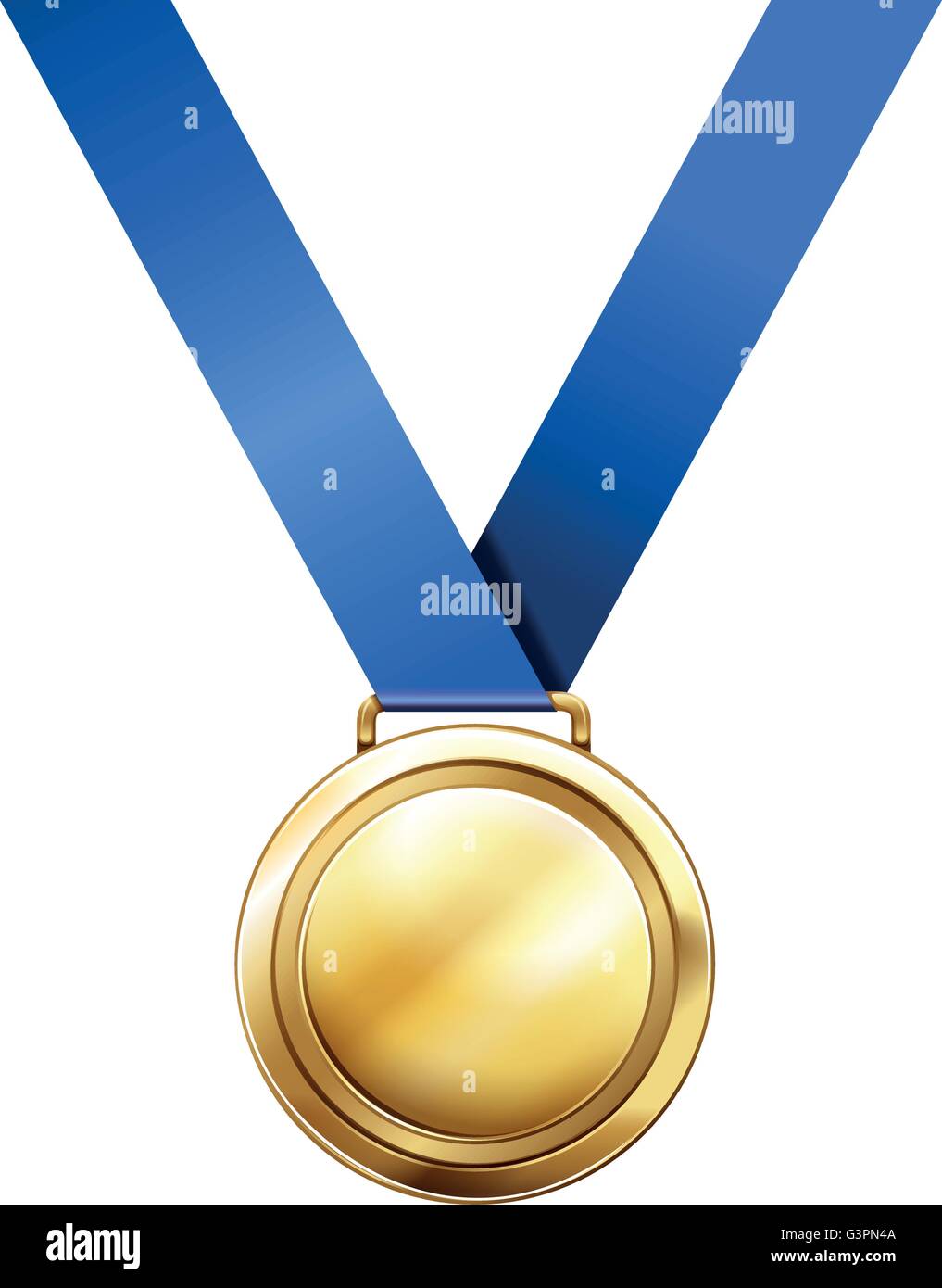 Gold medal with blue ribbon illustration Stock Vector Image & Art - Alamy