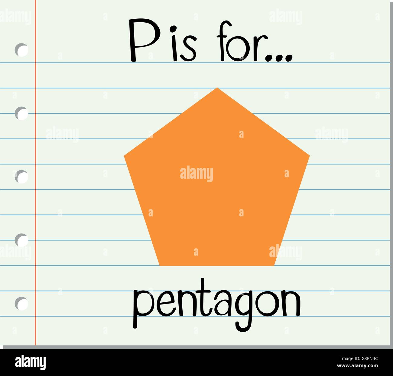 Flashcard letter P is for pentagon illustration Stock Vector