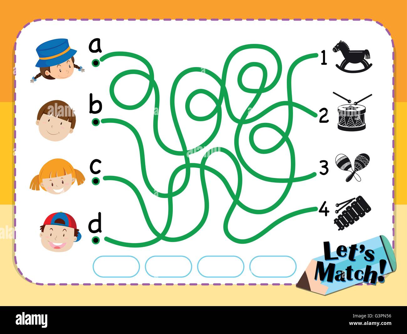 Game template for matching kids and toys illustration Stock Vector ...