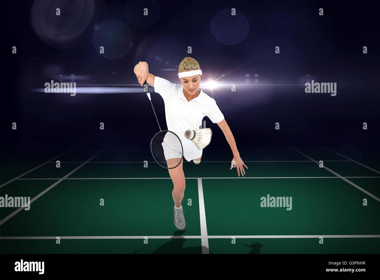 Pretty blonde playing badminton racket hi-res stock photography and ...