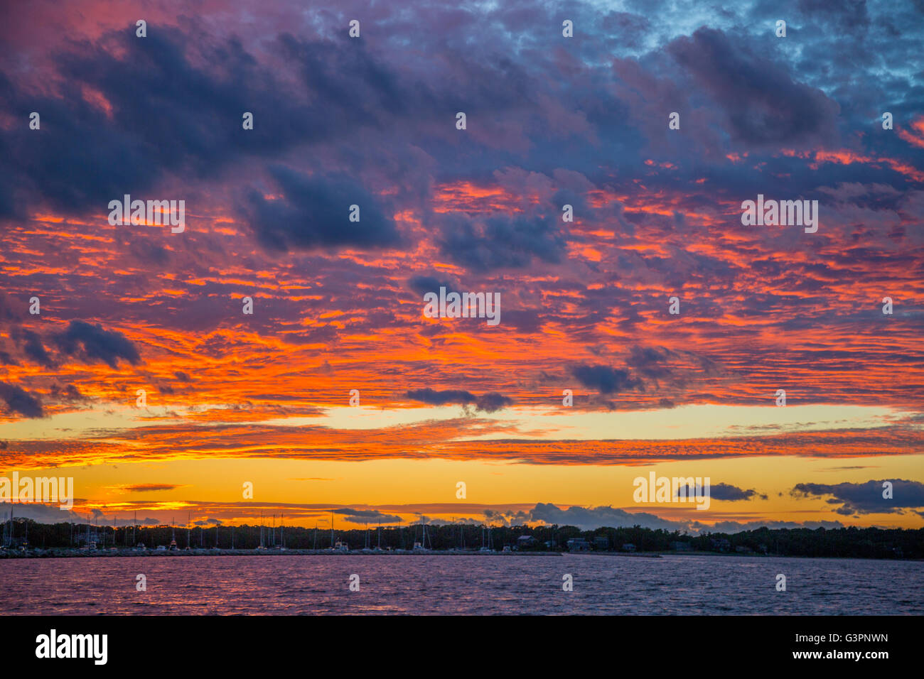 incredible sunset in Sag Harbor, New York Stock Photo