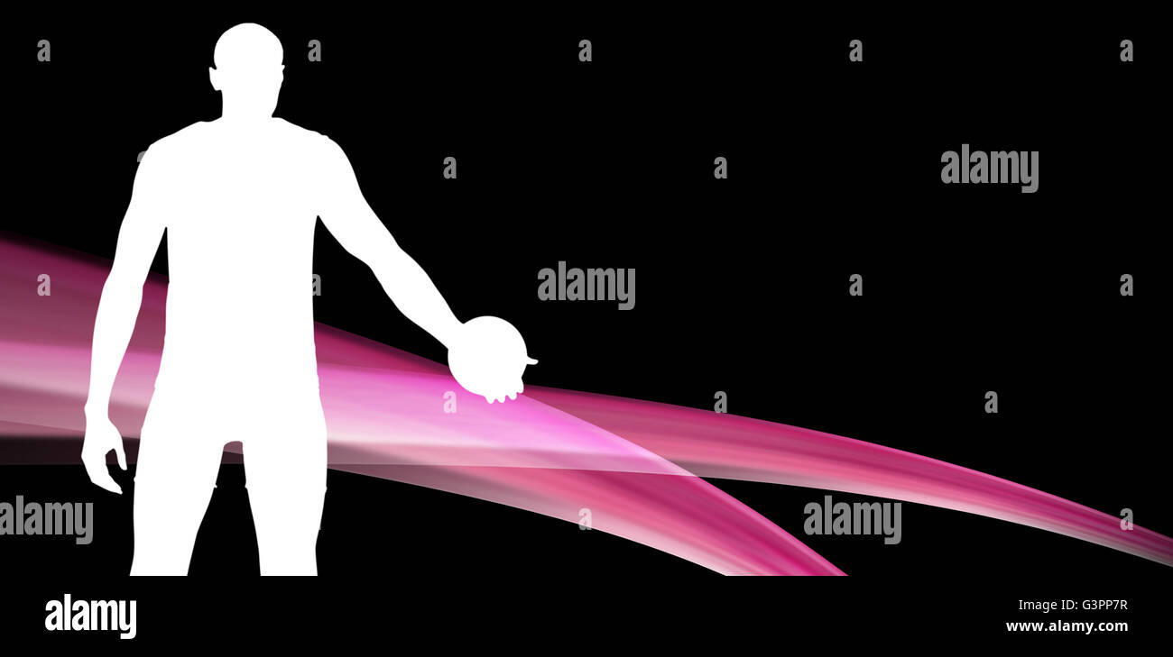 Composite image of rear view of sportsman holding a discus on on black ...