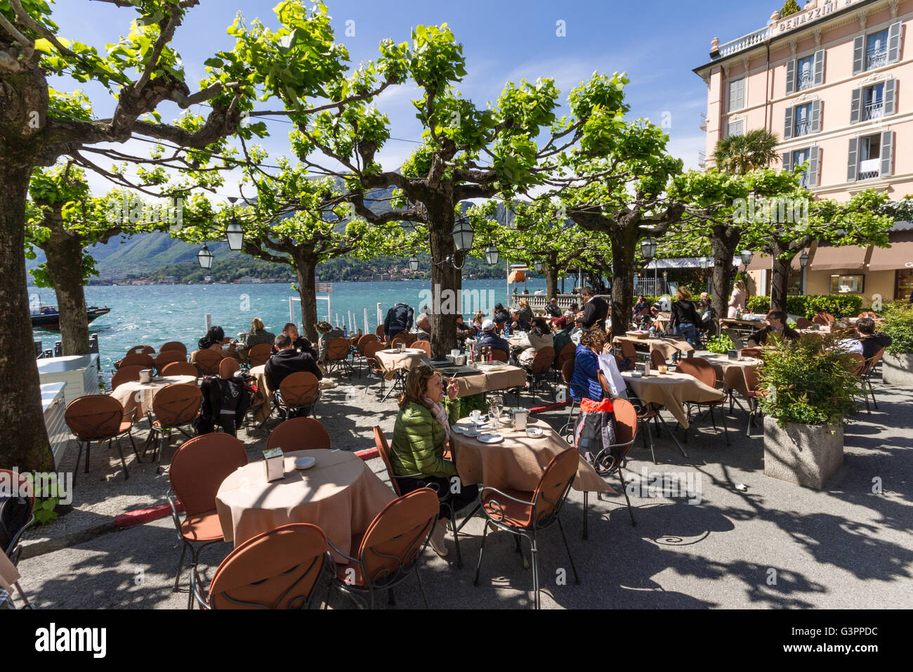 Italy, Lombardy, Como lake, Bellagio, restaurant Stock Photo