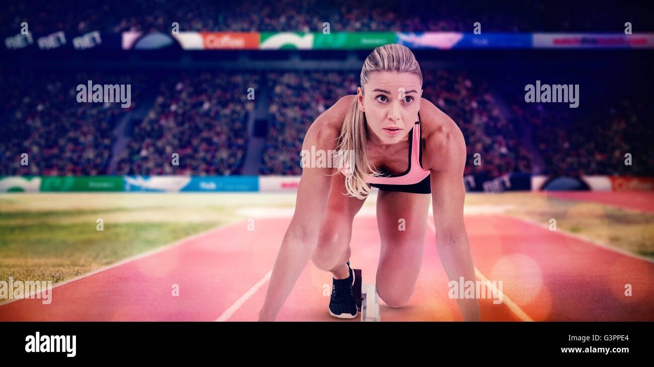 Female sprinter starting block hi-res stock photography and images - Alamy