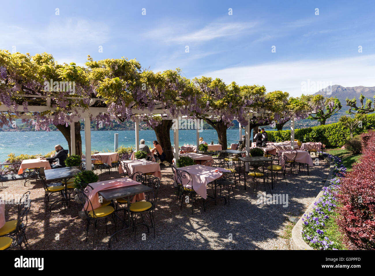 Italy, Lombardy, Como lake, Bellagio, restaurant Stock Photo