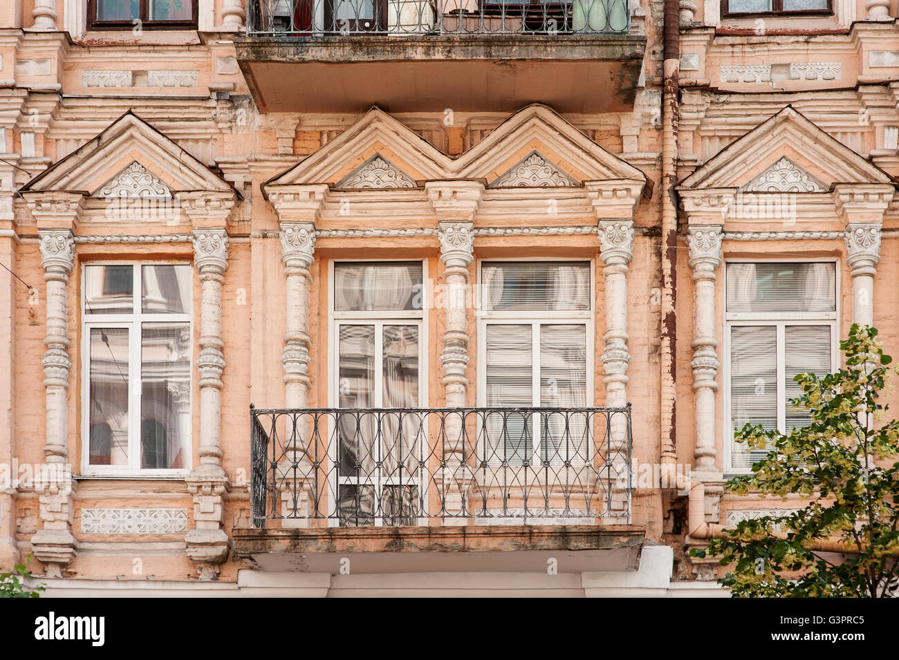 ancient architecture building with windows in classic style Stock Photo