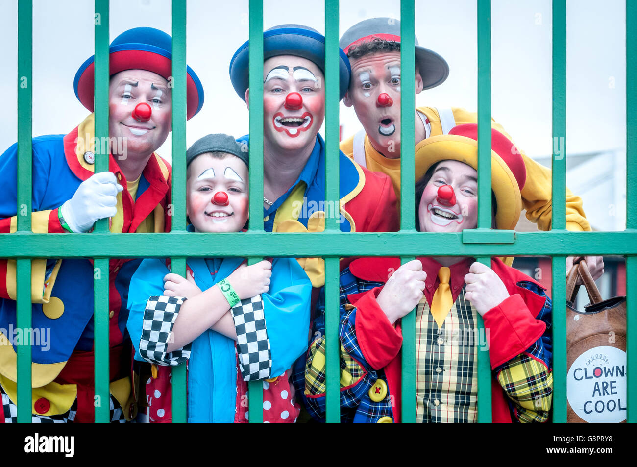 Clown convention in Bognor Regis. Stock Photo