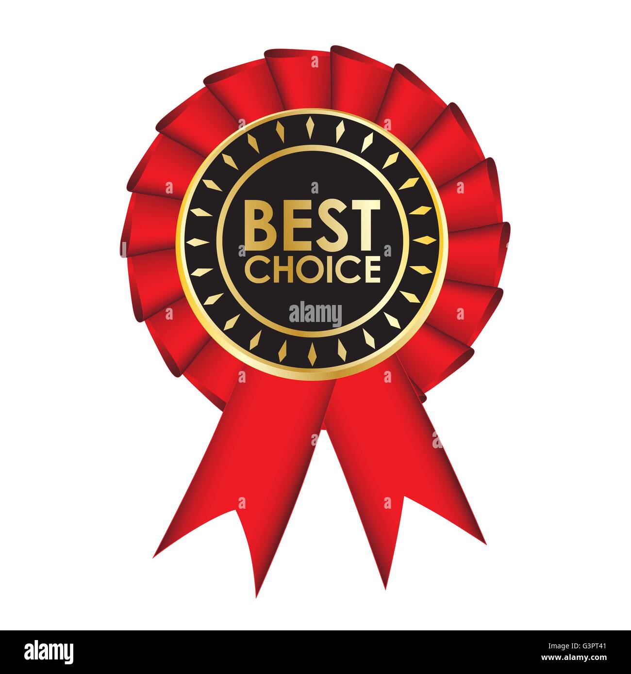 Best choice, realistic red fabric award ribbon, isolated on white ...