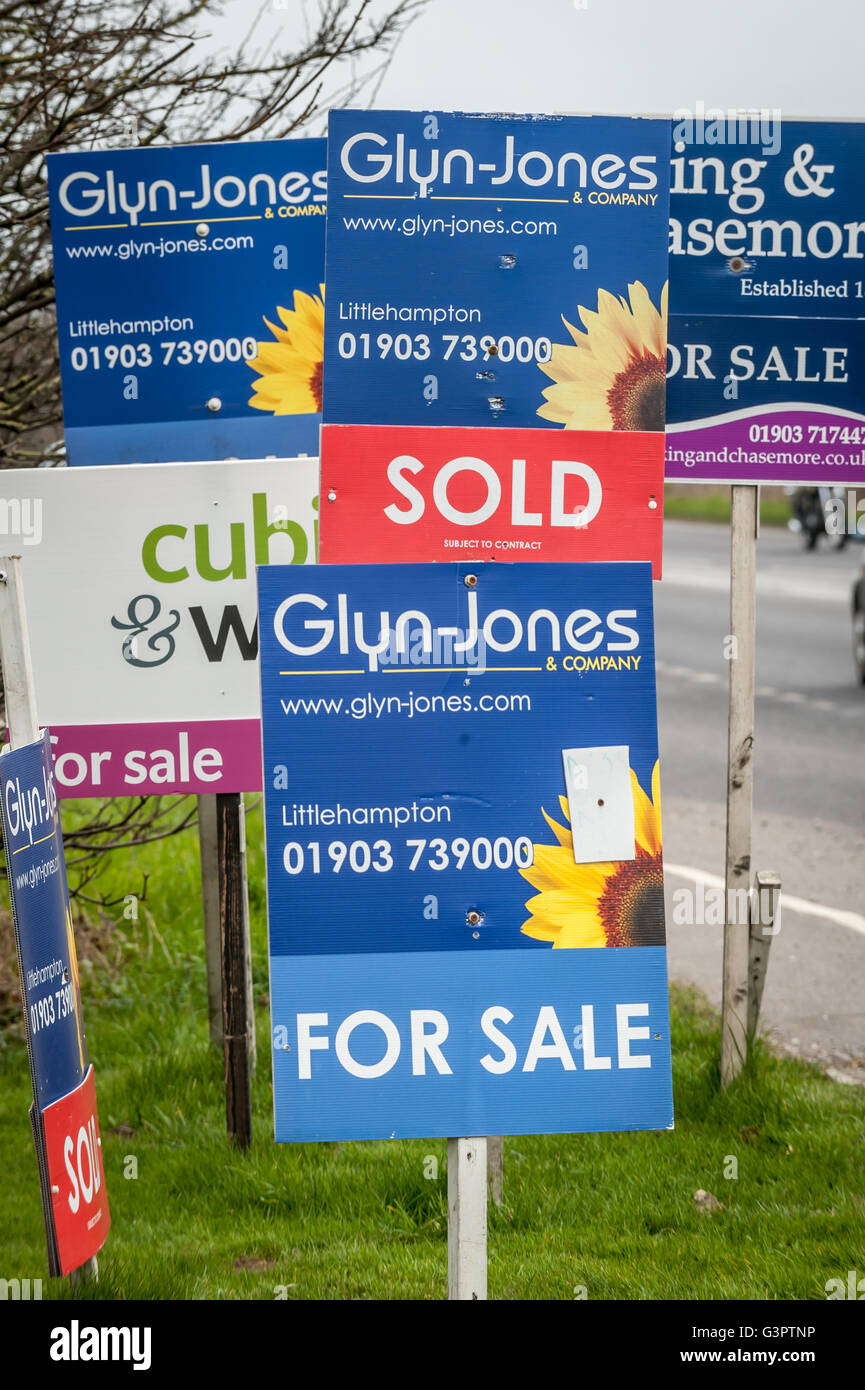 For sale boards on the roadside in southern England Stock Photo Alamy