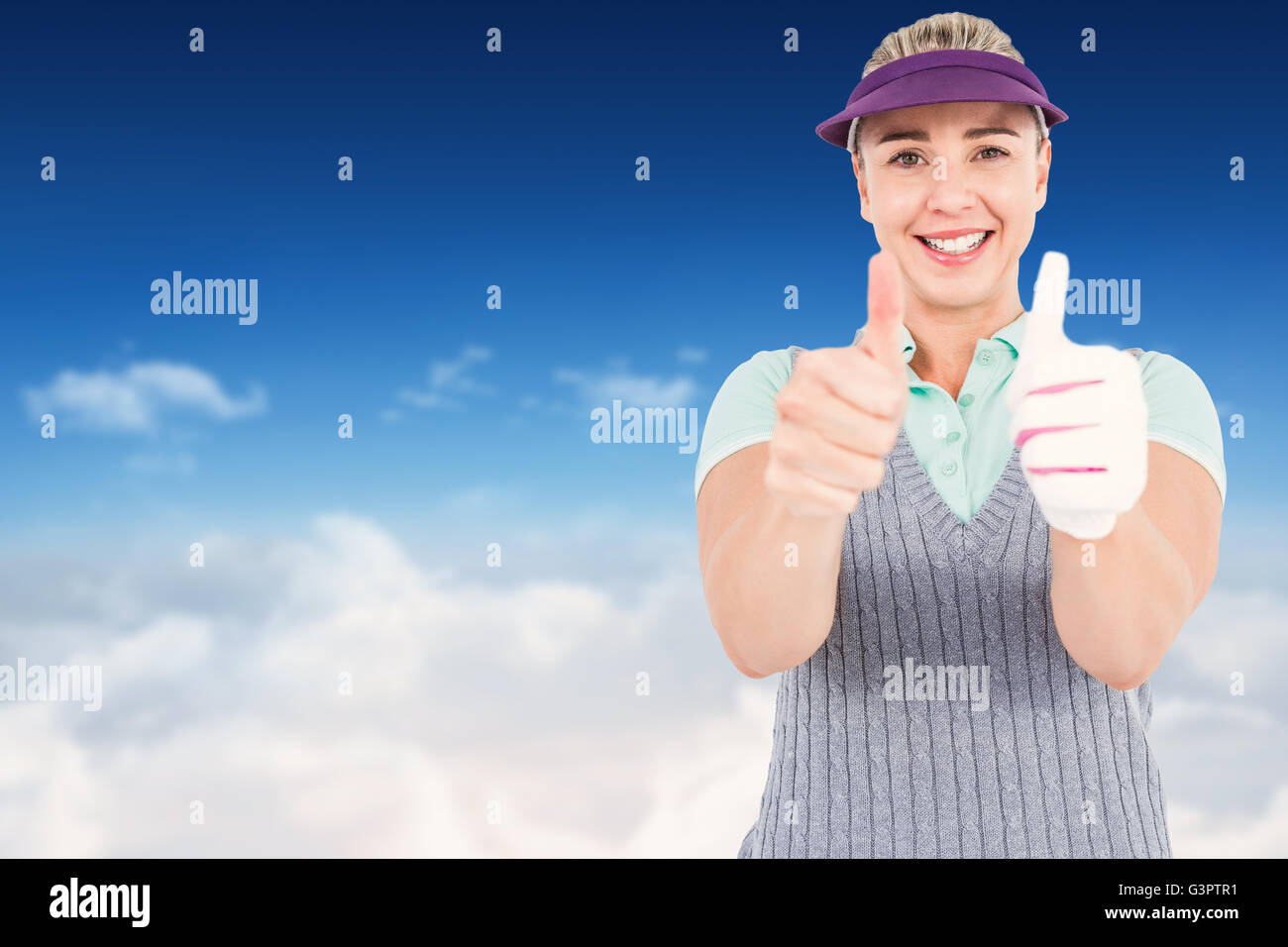 Blonde woman thumbs up hi-res stock photography and images - Alamy