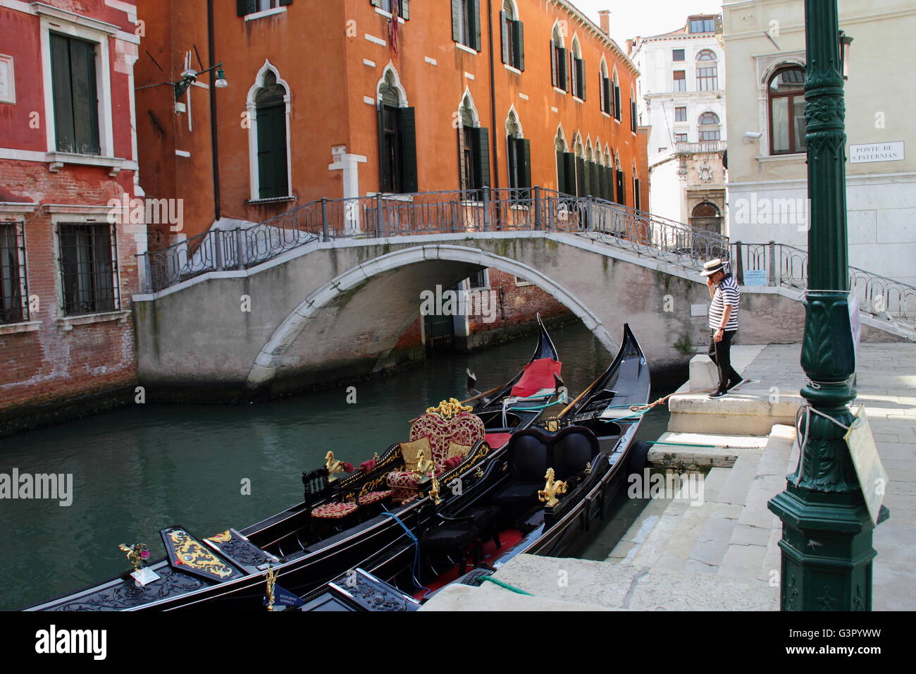 Everyday life of gondolier Stock Photo