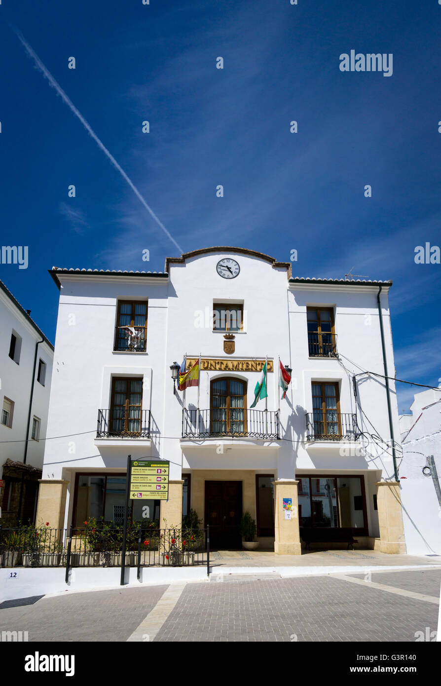 The town hall (ayuntamiento) in Alozaina in the Sierra de las Nieves in Malaga province, Spain. Stock Photo