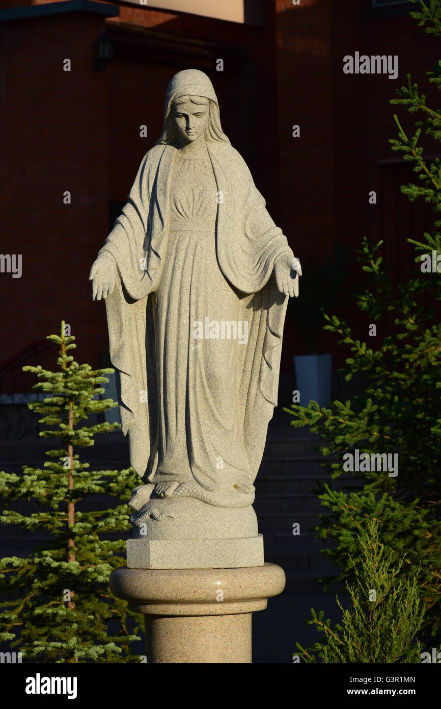 Statue of Virgin Mary near Catholic church in Astana, Kazakhstan Stock