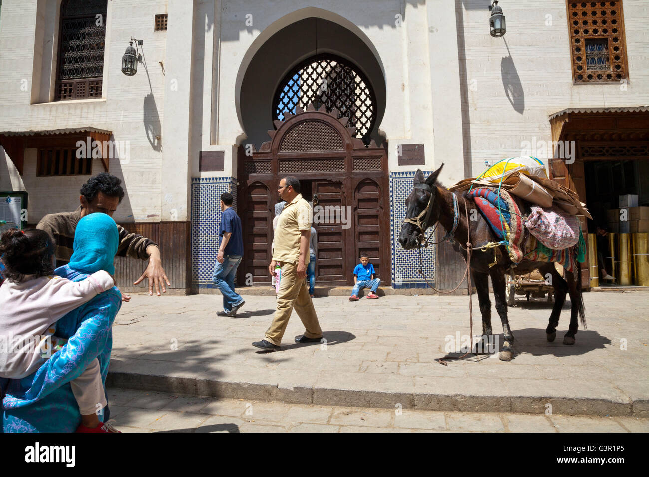 Bou Inania Madrasa koranic school Fez ( Fes Fas ) city, UNESCO heritage site in Morocco, Africa Stock Photo