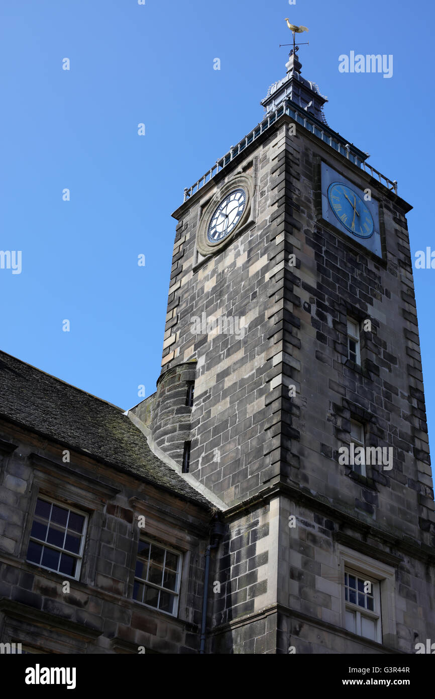 Unicorn statue and Tolbooth Old town Stirling Stirlingshire