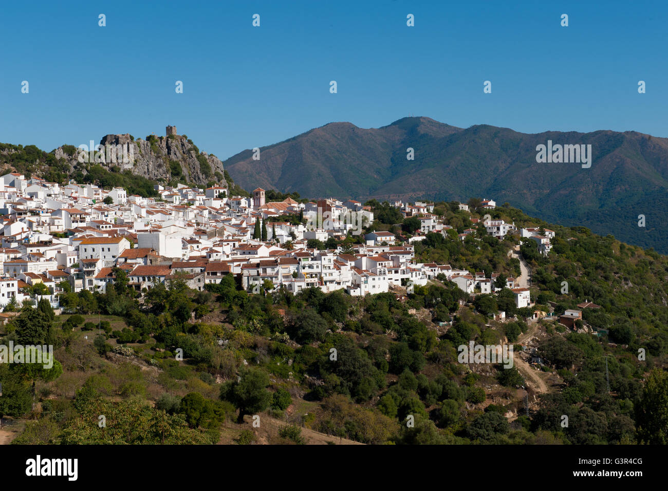 White Village Gaucin, Serrania de Ronda, Andalucia, Spain. Inland  from the Costa del Sol Stock Photo