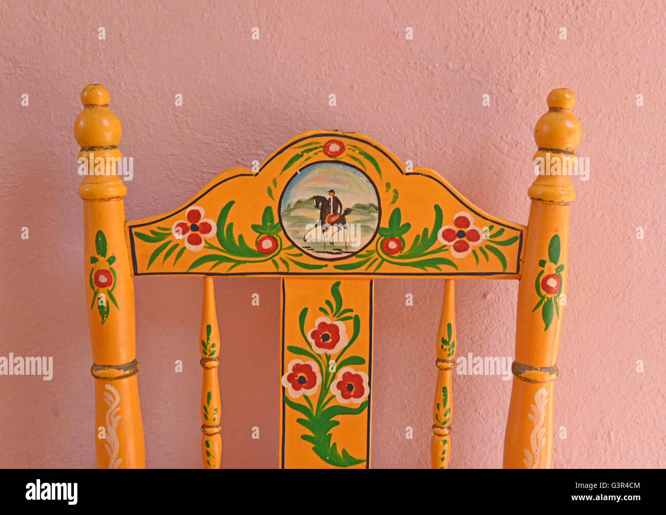 Hand painted chairs from Seville Andalucia, Spain traditional chairs decoration decor interior design artesian 'Made in Spain' Stock Photo