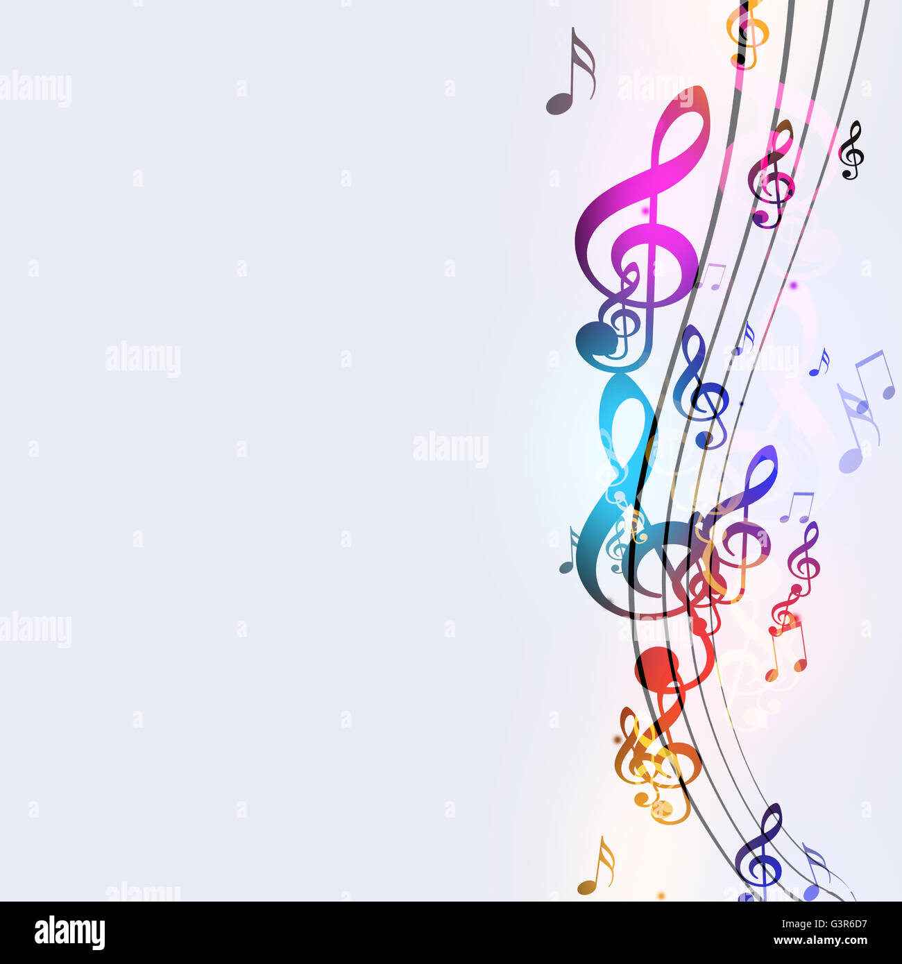 abstract bright background with funky music notes Stock Photo