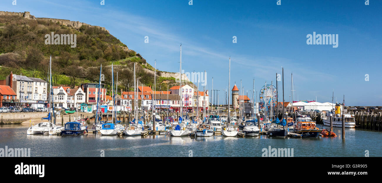 Yachts in the marina in Scarborough harbour Stock Photo