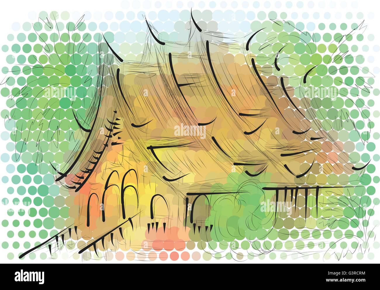 luang prabang. abstract illustration of temple on multicolor background