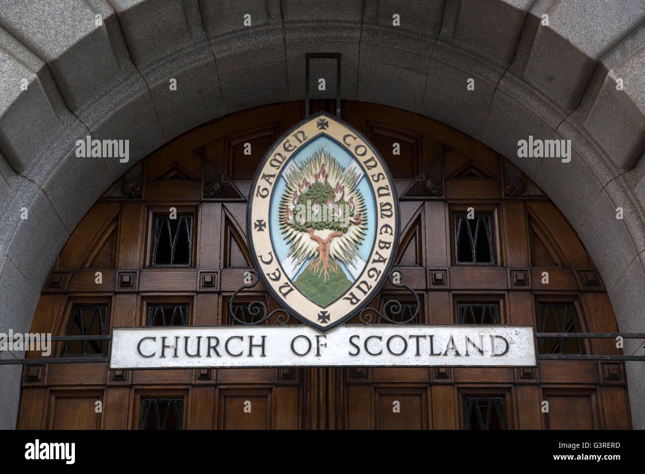 Church of Scotland Logo, Edinburgh; Scotland Stock Photo