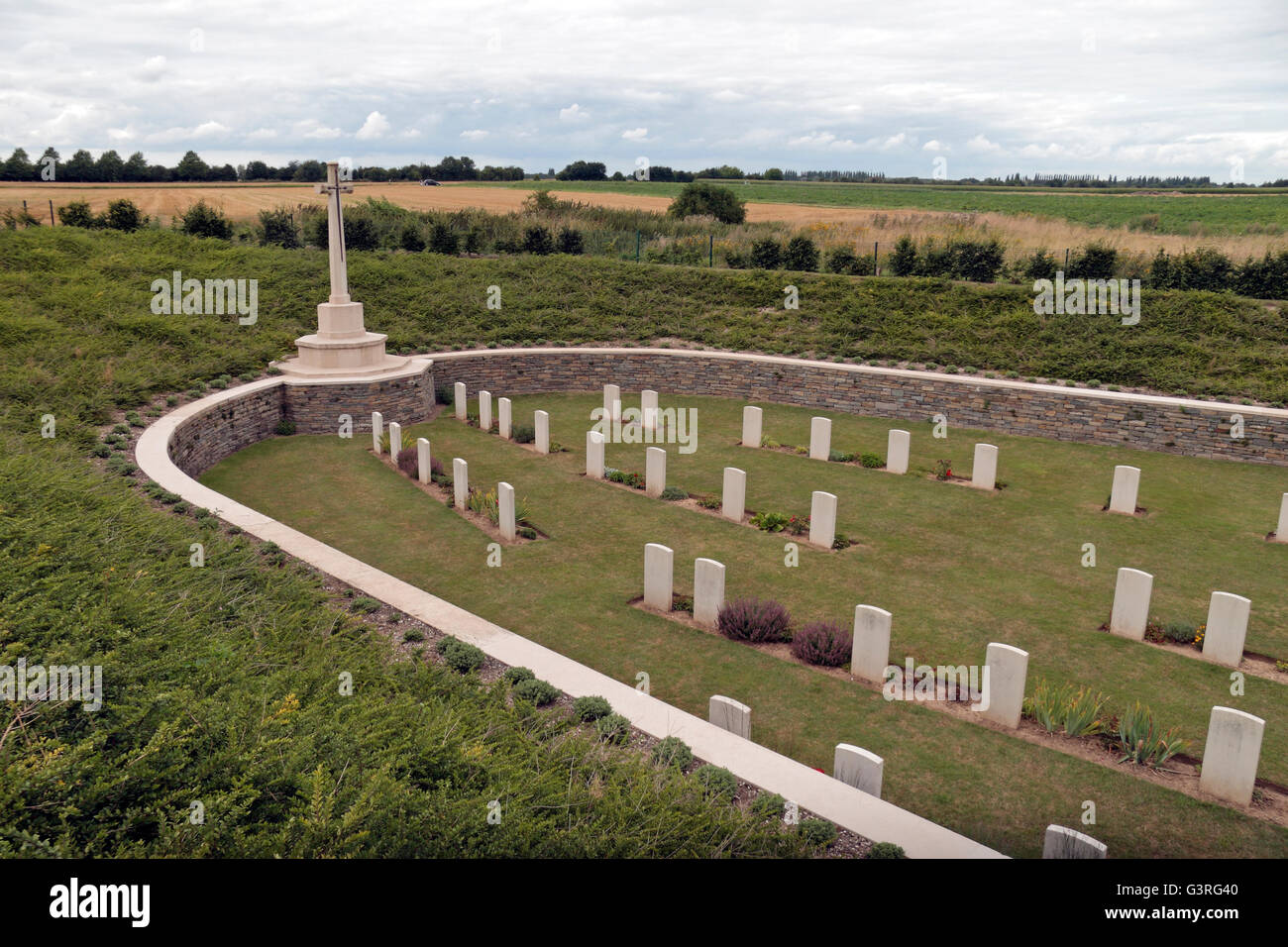 The uniquely designed and shaped CWGC Quarry Cemetery (a fomer chalk