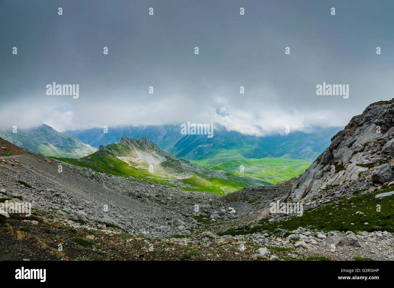 Prairies Áliva Ports. Picos de Europa, Cantabria, Spain, Europe Stock Photo