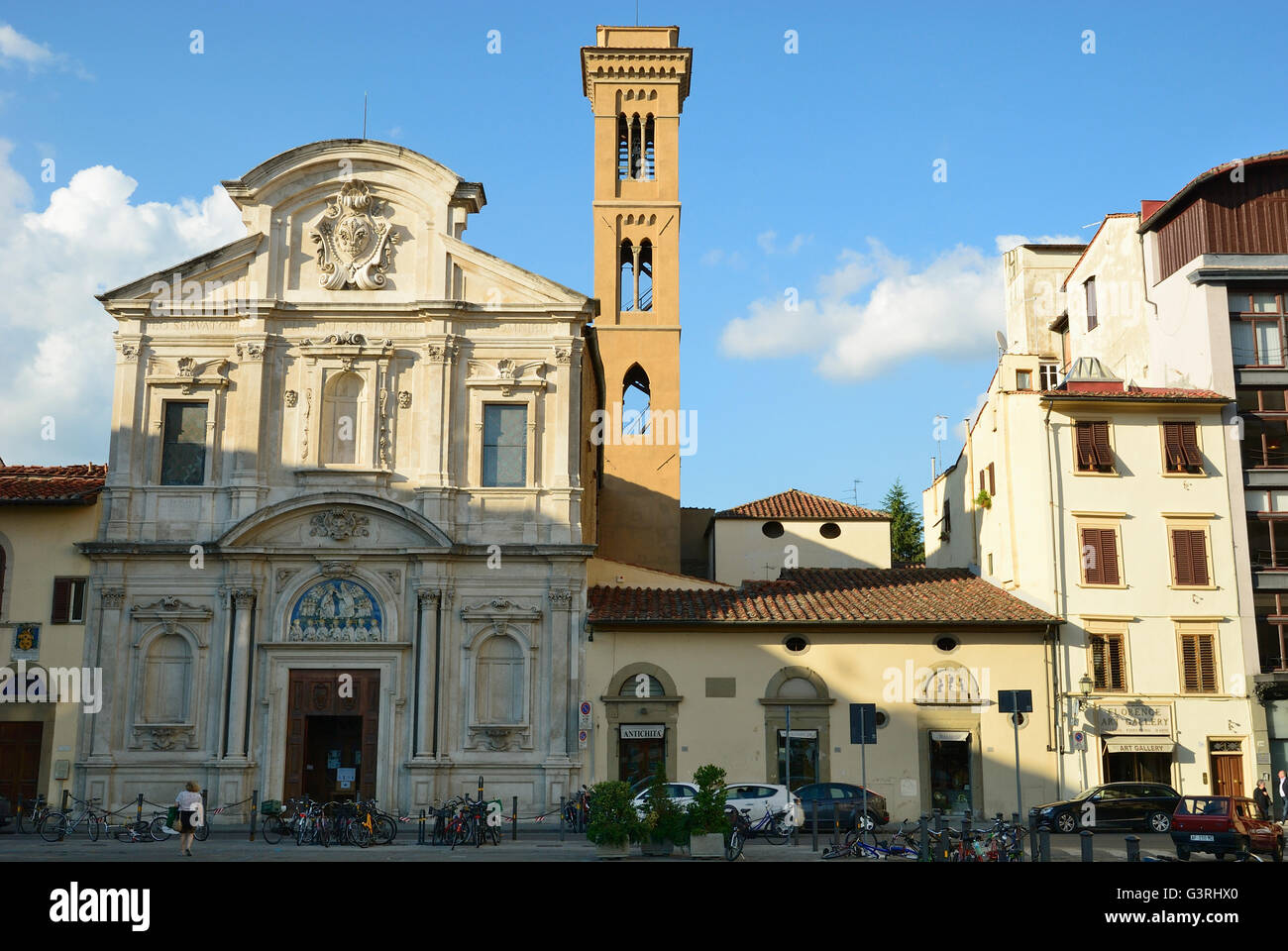 The church of Ognissanti, all Saints church, one of the first Baroque churches in  Florence, Tuscany, Italy, Europe Stock Photo