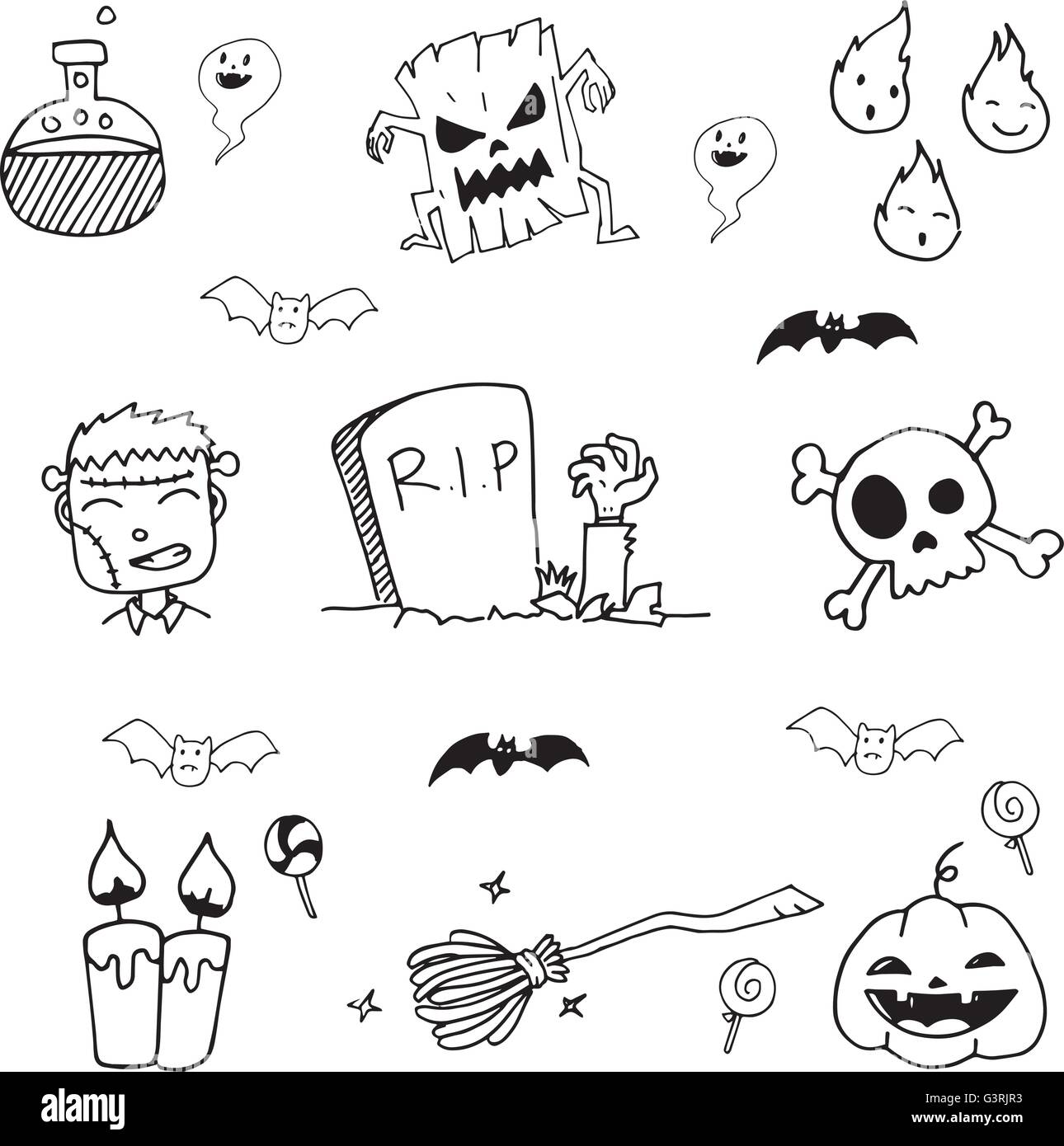 Halloween Element doodle vector Stock Vector Image & Art - Alamy