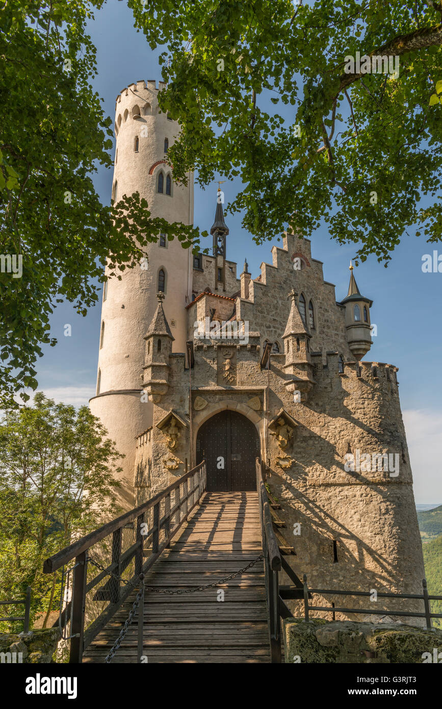 Castle Lichtenstein with entrance gate and drawbridge Stock Photo Alamy