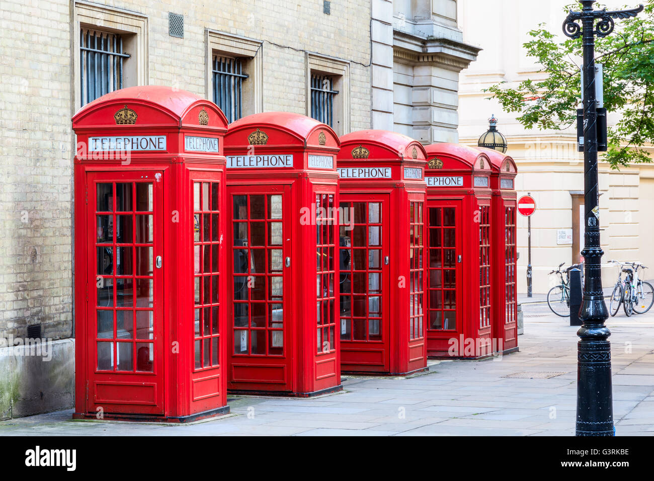 The iconic red telephone booths on Broad Court, Covent Garden, London Stock Photo