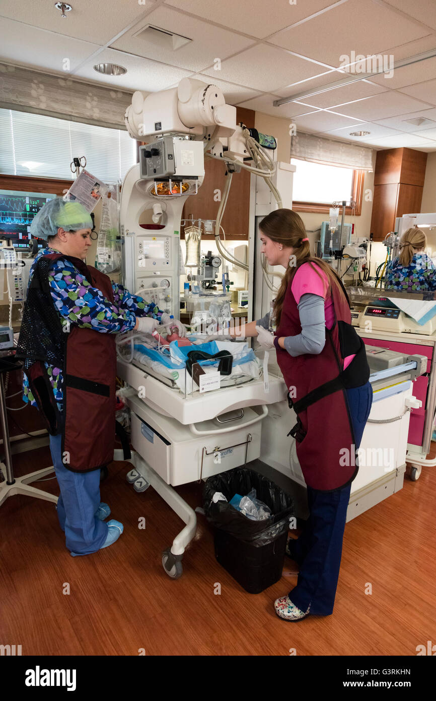 new born bay being prepared for xray, Trios Maternity General Hospital