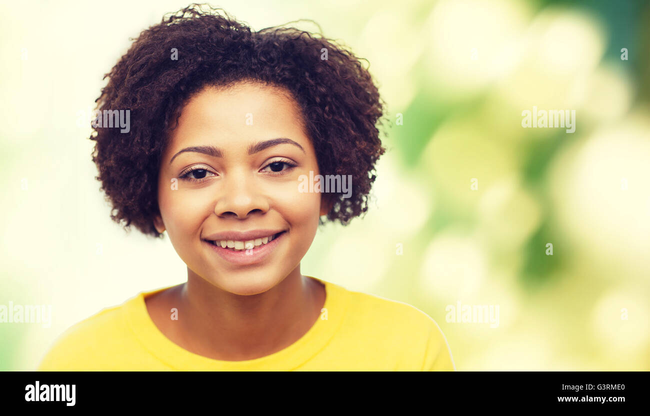 happy african american young woman face Stock Photo - Alamy