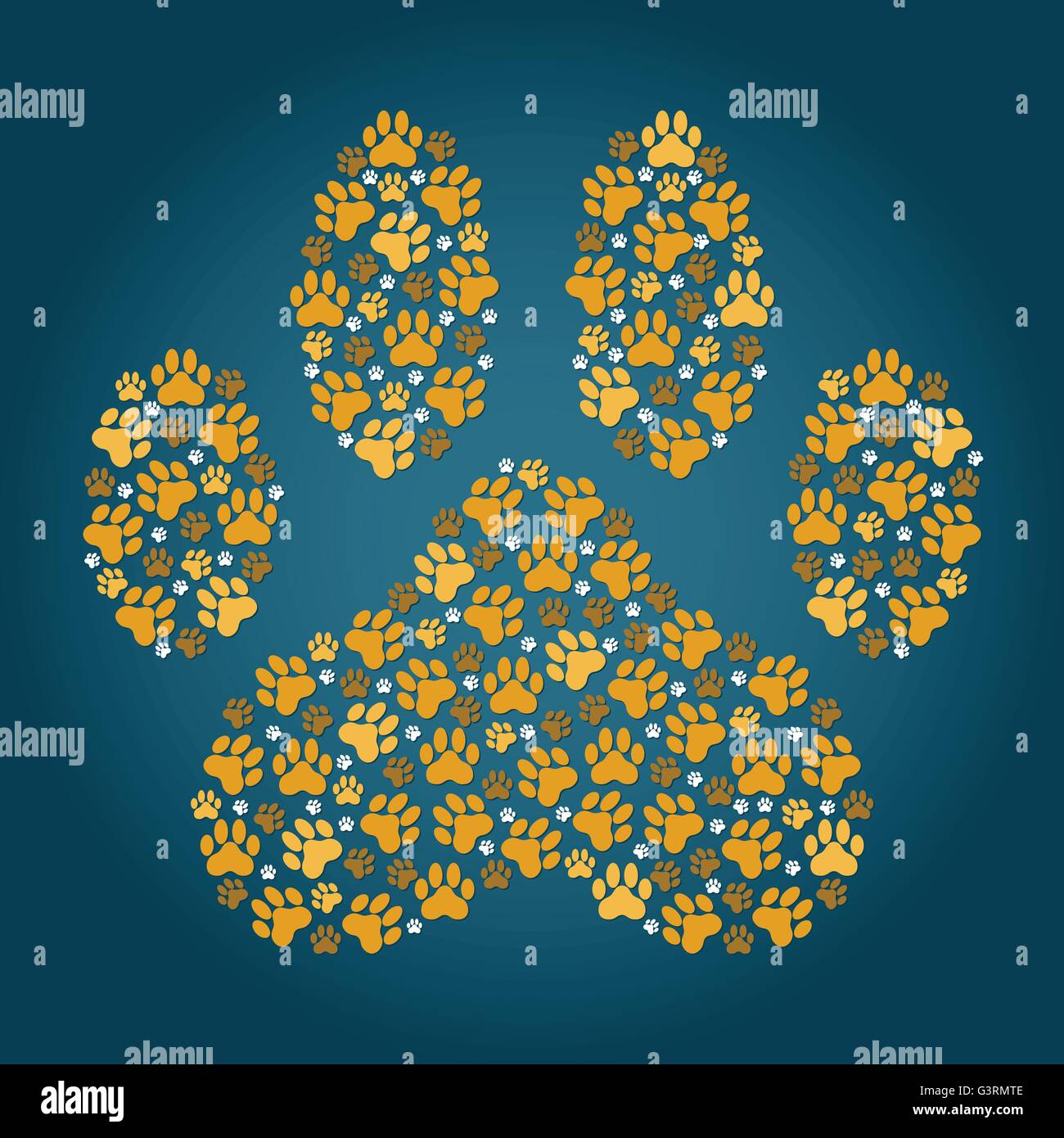 large paw print made up of smaller paw prints Stock Vector