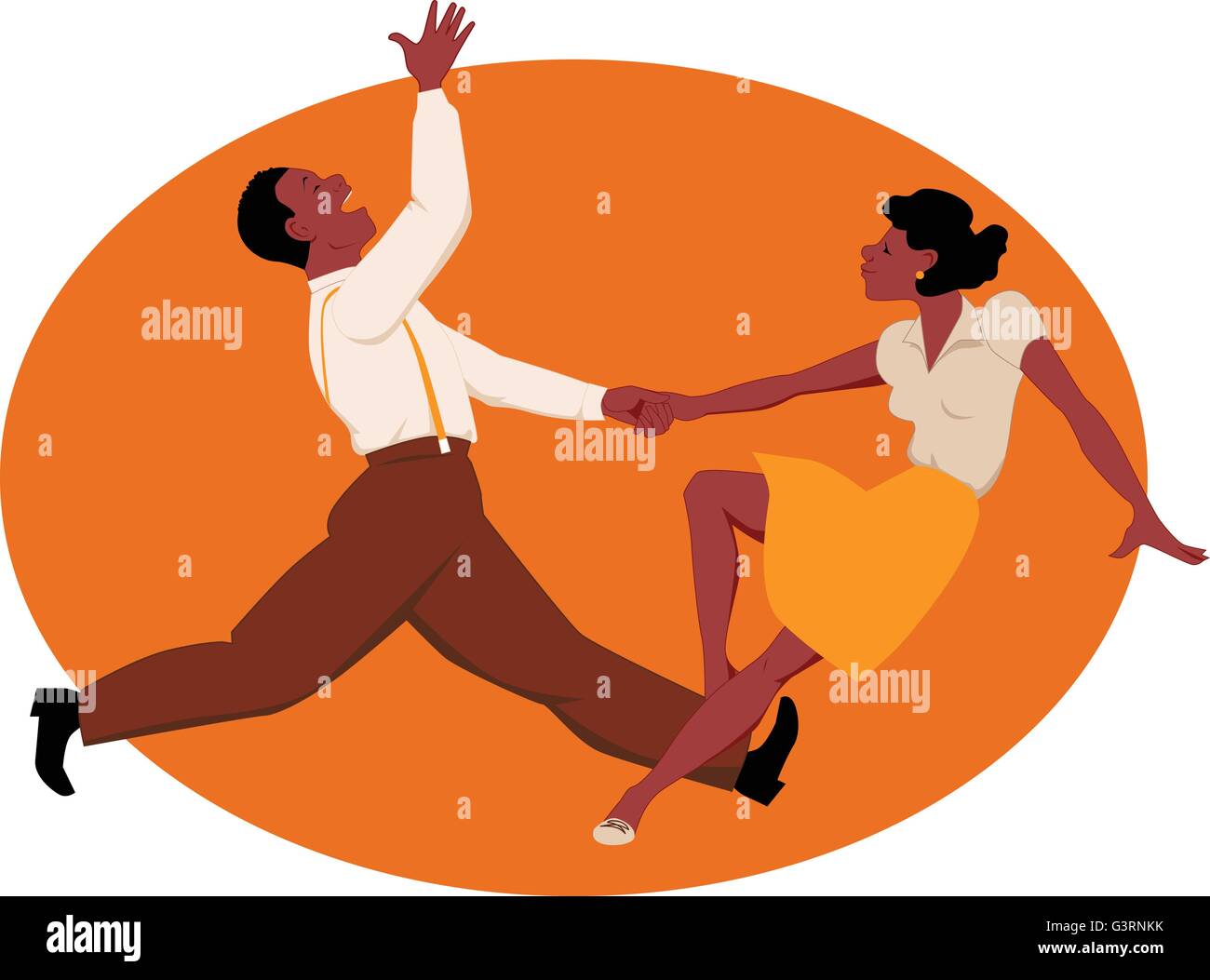 African-American couple dancing swing or rock and roll Stock Vector