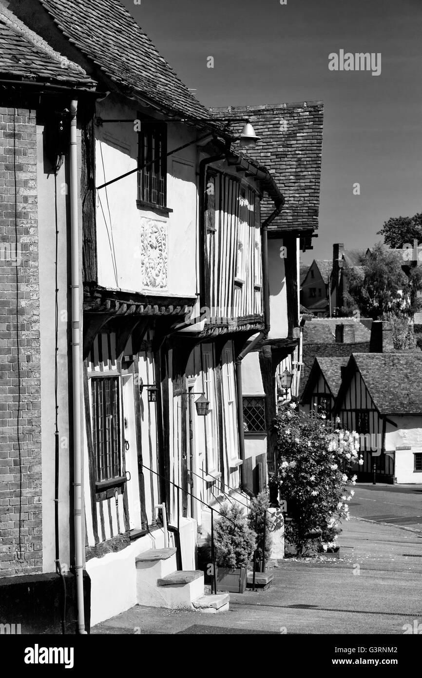 Historic timbered houses, Church Street, Lavenham, Suffolk, UK Stock
