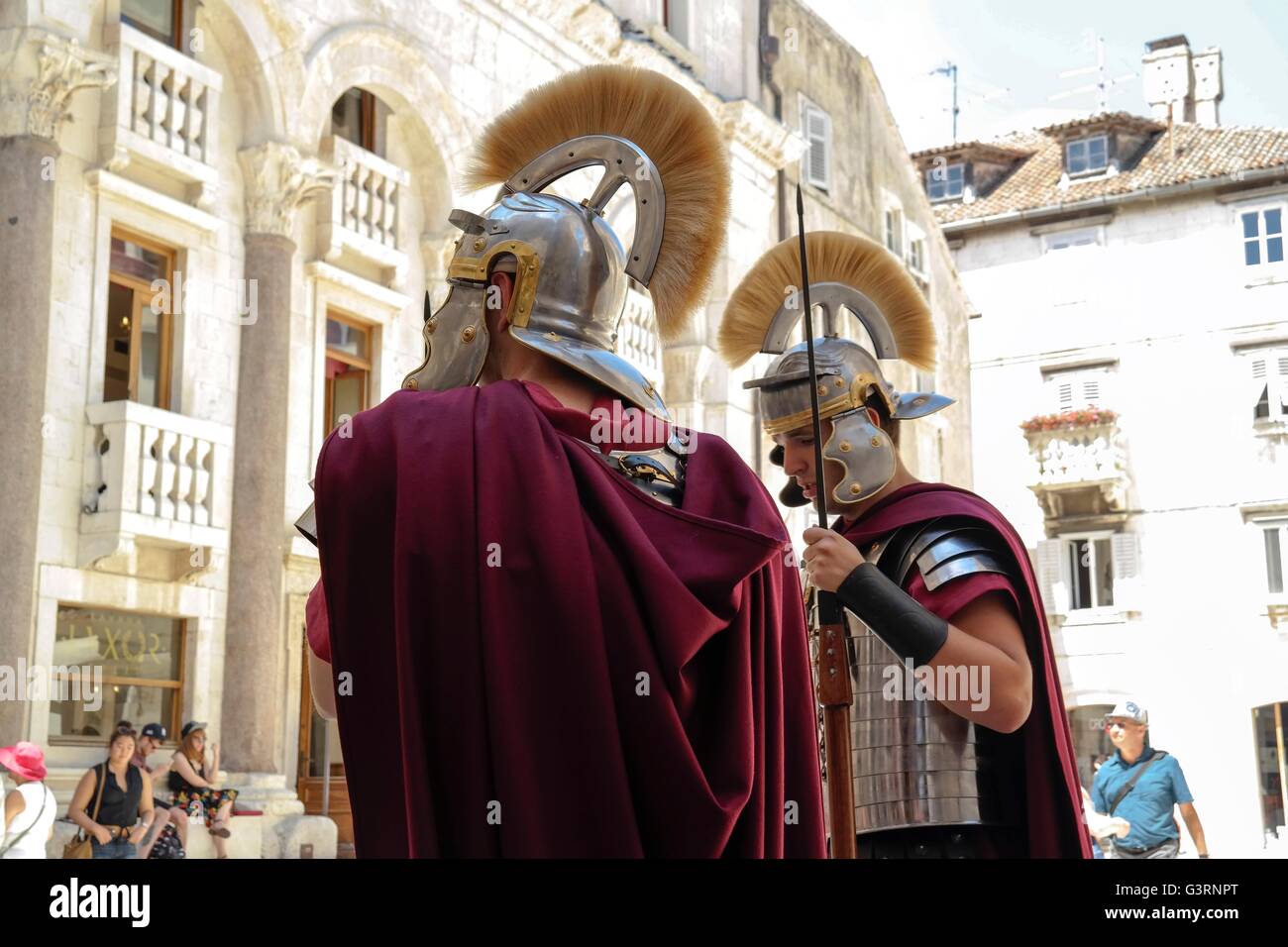Roman legionaries in Diocletian's Palace in Split Stock Photo