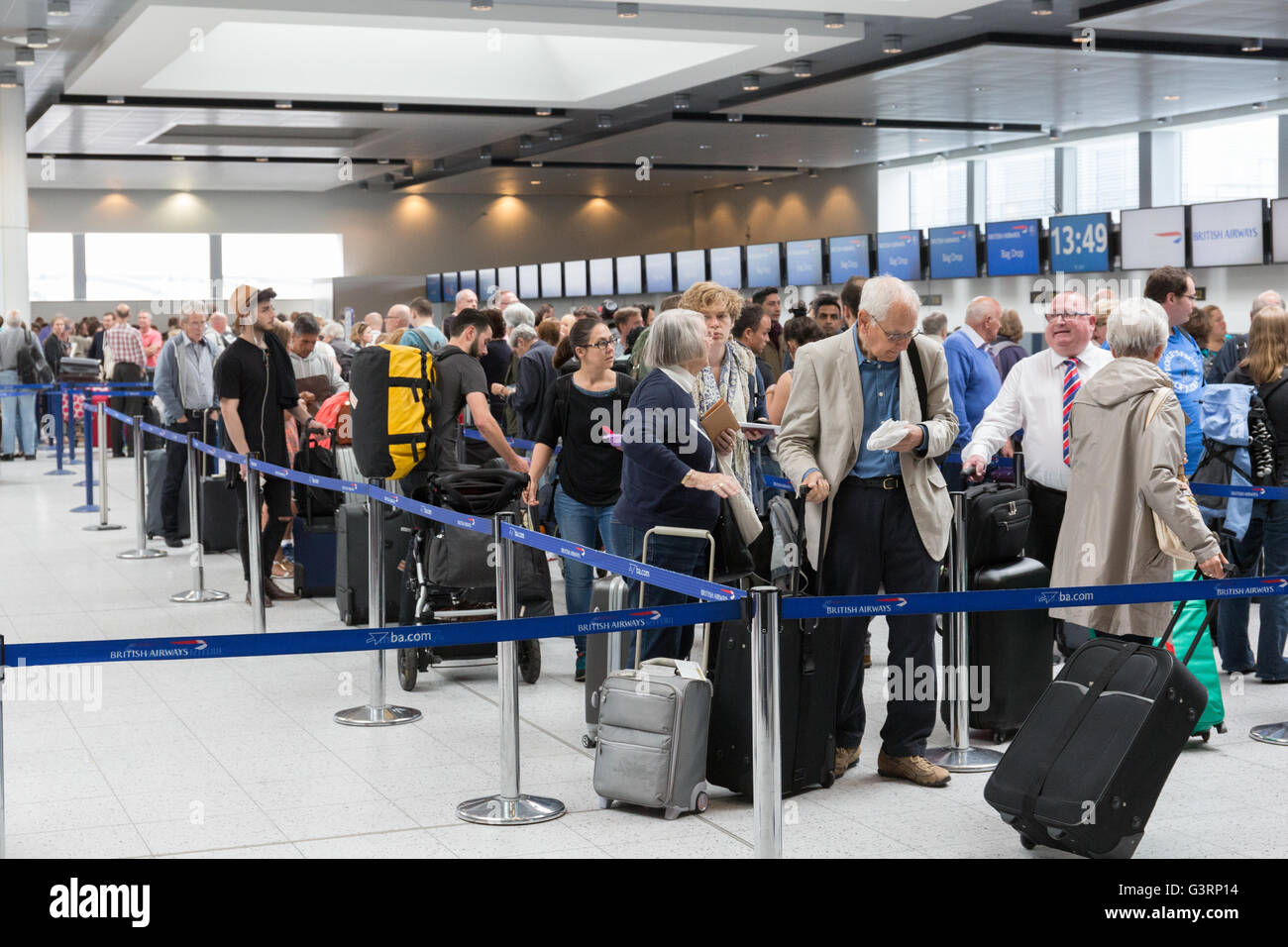 London Gatwick airport North Terminal check in desk Stock Photo Alamy