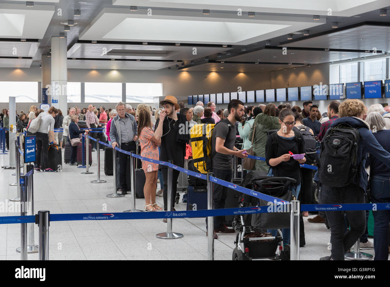 London Gatwick airport North Terminal check in desk Stock Photo Alamy