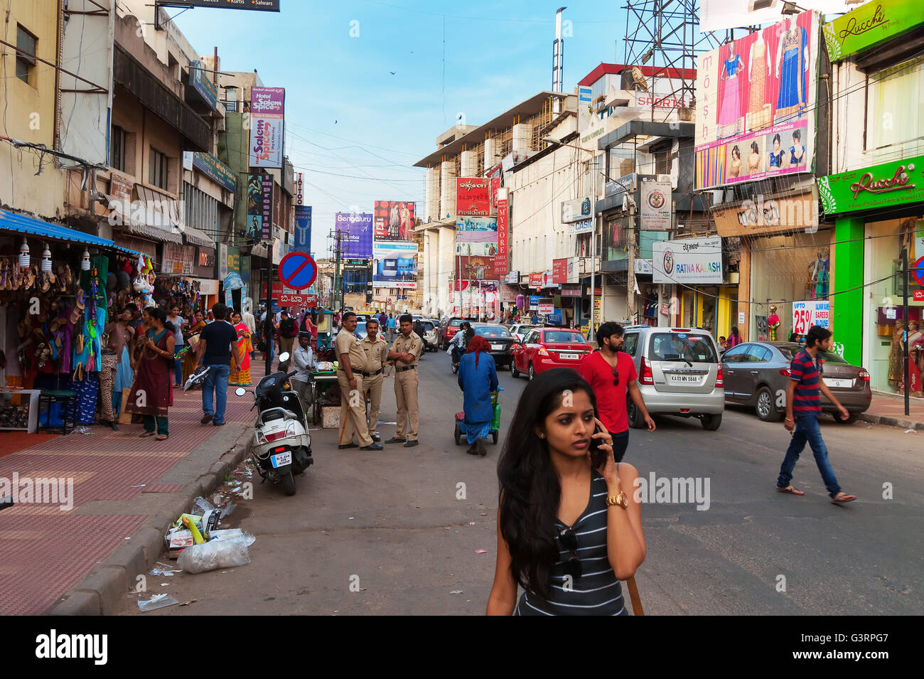 Commercial street in Bangalore is one of the main shopping complexes in India Stock Photo
