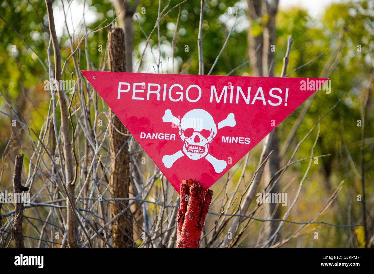 Danger Landmines sign Angola Stock Photo Alamy