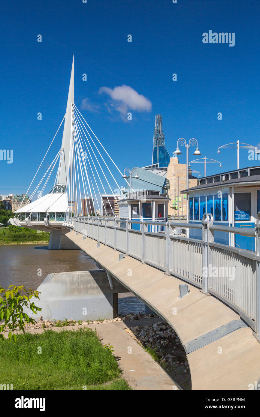 The St. Boniface Esplanade, Provencher Bridge and city skyline of ...