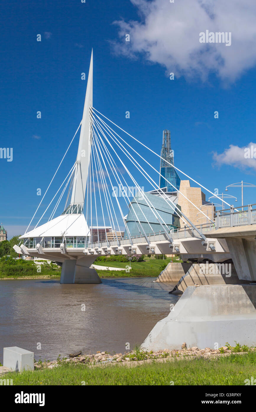 The St. Boniface Esplanade, Provencher Bridge and city skyline of