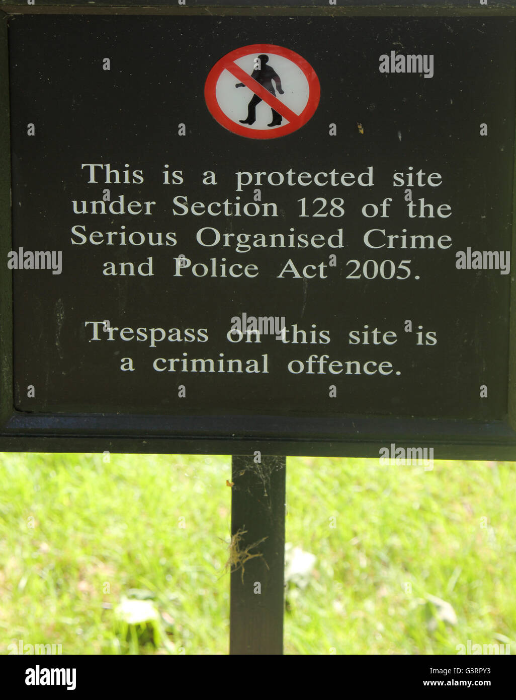 security warning sign at windsor castle and the long walk Stock Photo