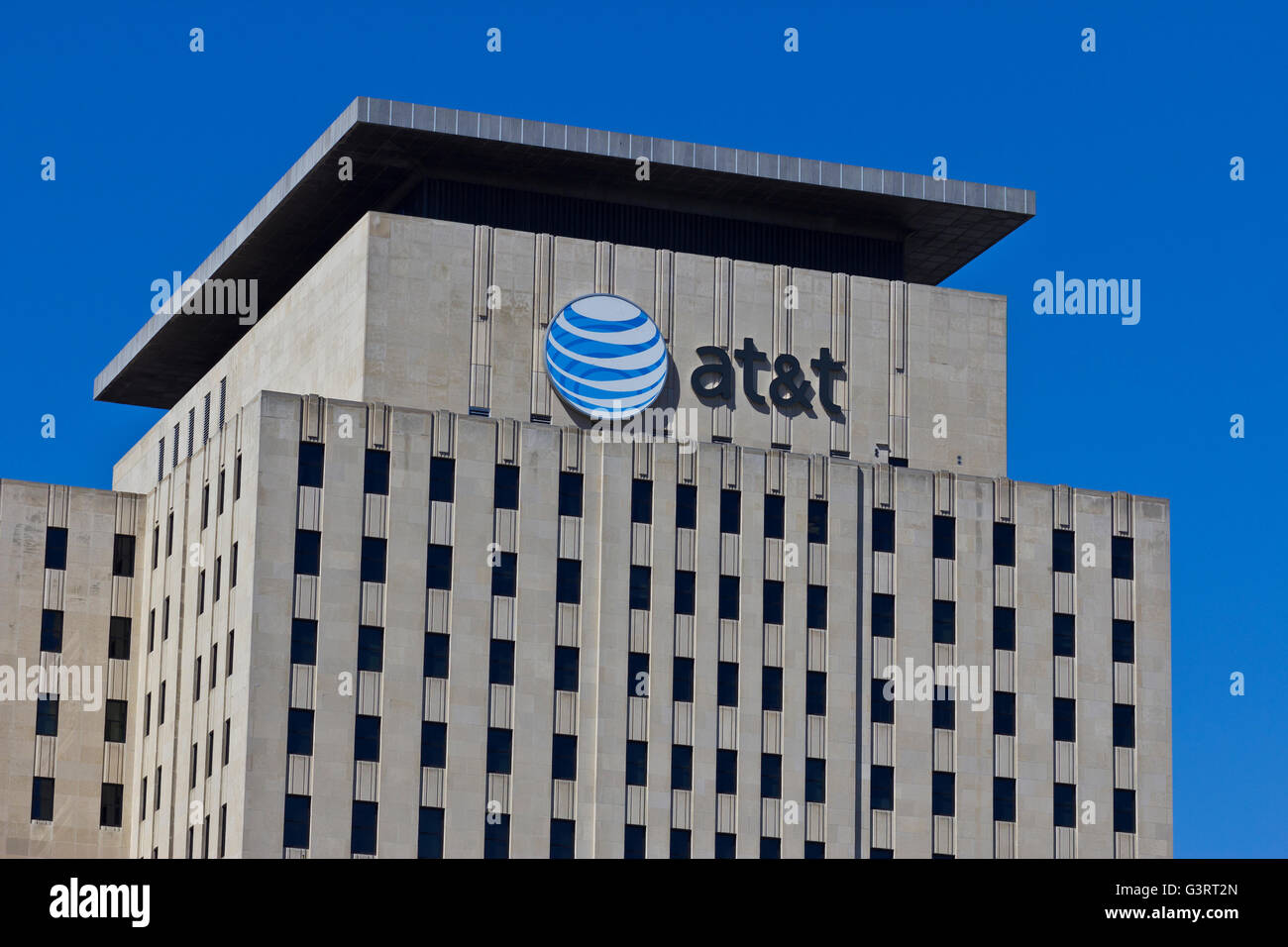 Indianapolis - Circa March 2016: AT&T Indiana Headquarters. AT&T Inc. is an American Telecommunications Corporation VI Stock Photo