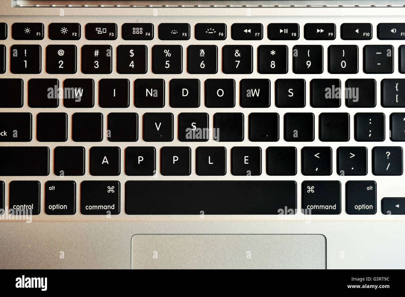 Windows vs Apple written on the keyboard of a MacBook Pro Stock Photo -  Alamy