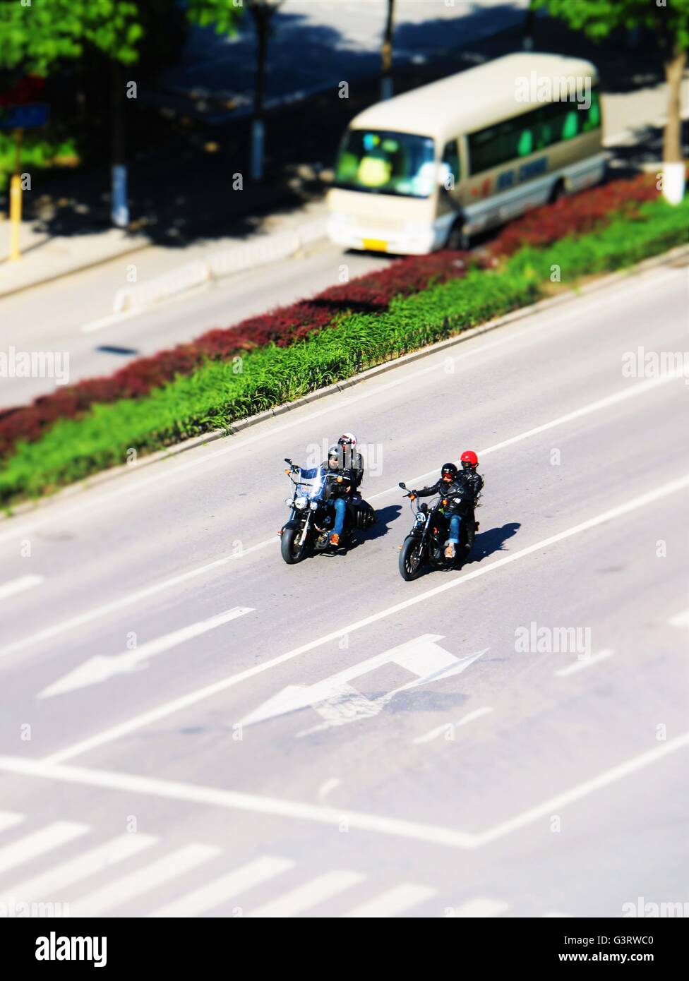 Two Bikers on the road Stock Photo Alamy